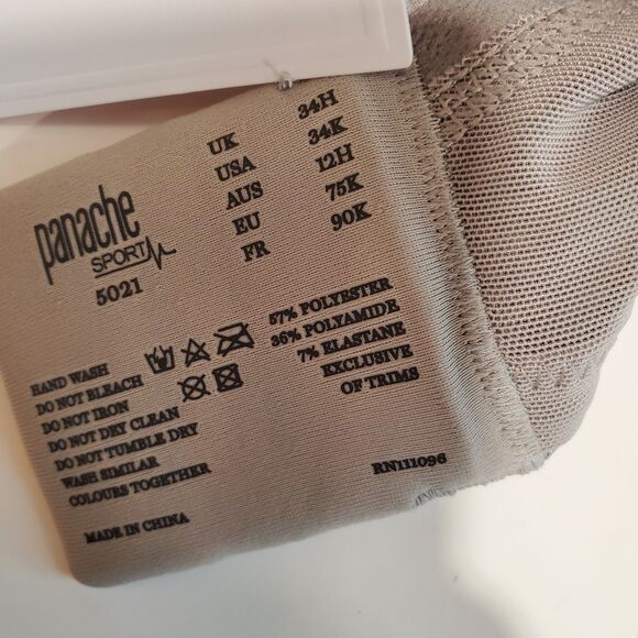 Panache Size 34K Power Wired Sports Bra 5021 Gray Grey NWT - Picture 5 of 6